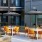 outside courtyard with ample seating and closeness to other amenities