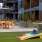 outside courtyard with ample seating and closeness to other amenities
